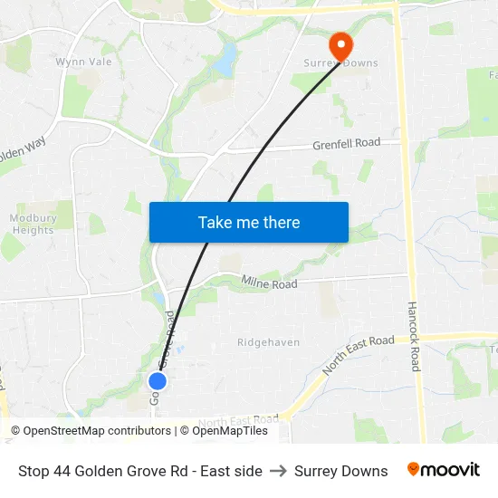 Stop 44 Golden Grove Rd - East side to Surrey Downs map
