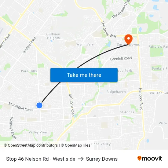 Stop 46 Nelson Rd - West side to Surrey Downs map