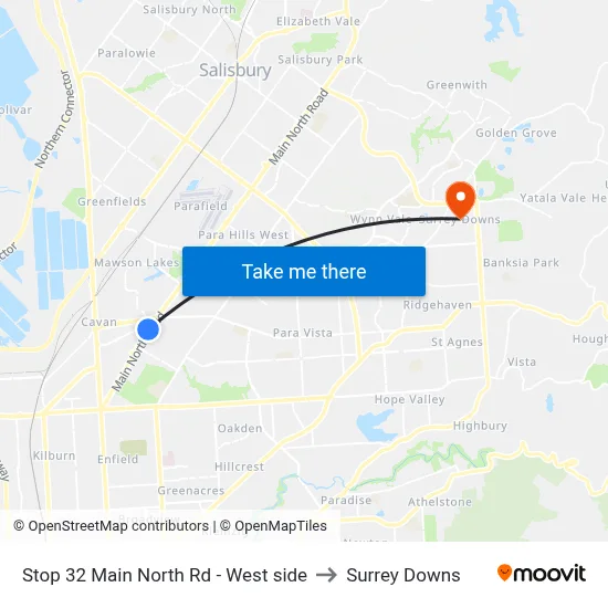 Stop 32 Main North Rd - West side to Surrey Downs map