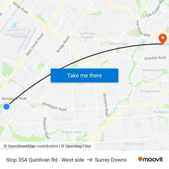 Stop 35A Quinlivan Rd - West side to Surrey Downs map