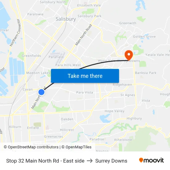 Stop 32 Main North Rd - East side to Surrey Downs map