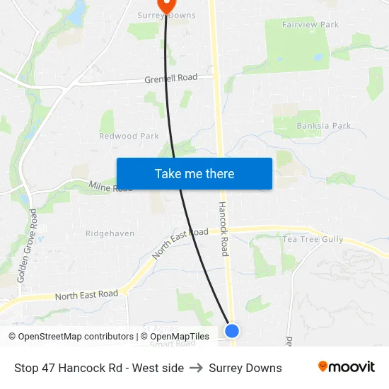 Stop 47 Hancock Rd - West side to Surrey Downs map