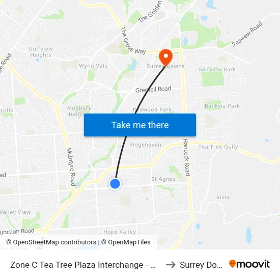 Zone C Tea Tree Plaza Interchange - West side to Surrey Downs map