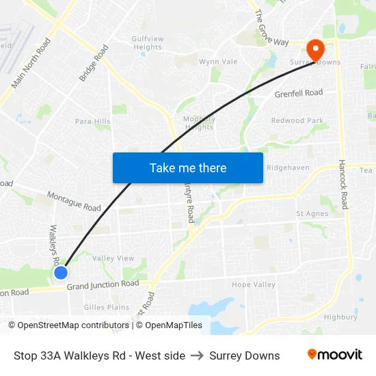 Stop 33A Walkleys Rd - West side to Surrey Downs map