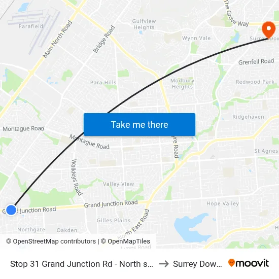 Stop 31 Grand Junction Rd - North side to Surrey Downs map