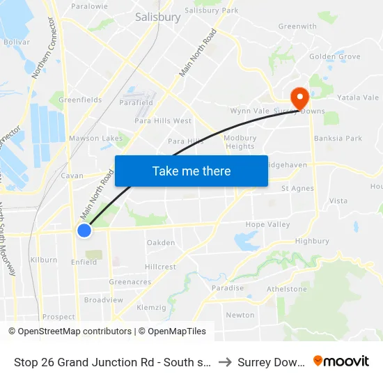 Stop 26 Grand Junction Rd - South side to Surrey Downs map