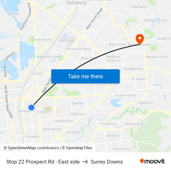 Stop 22 Prospect Rd - East side to Surrey Downs map