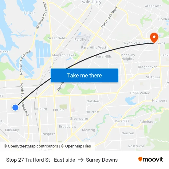 Stop 27 Trafford St - East side to Surrey Downs map