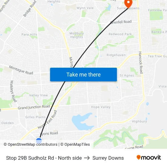 Stop 29B Sudholz Rd - North side to Surrey Downs map