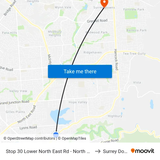 Stop 30 Lower North East Rd - North West side to Surrey Downs map
