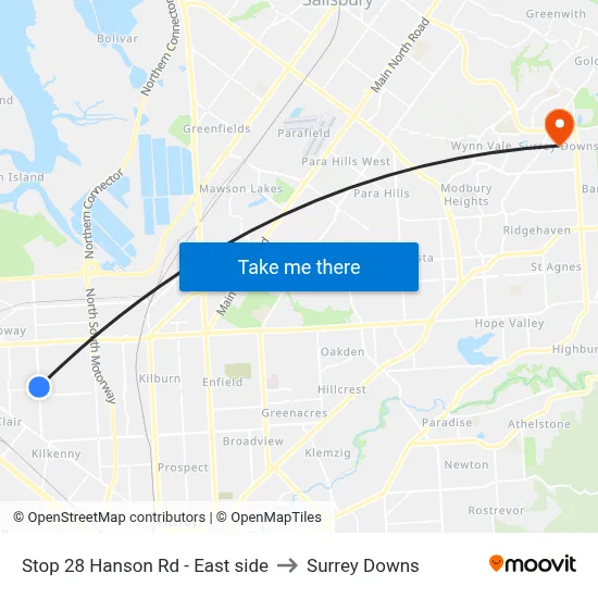 Stop 28 Hanson Rd - East side to Surrey Downs map