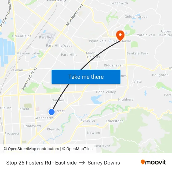 Stop 25 Fosters Rd - East side to Surrey Downs map