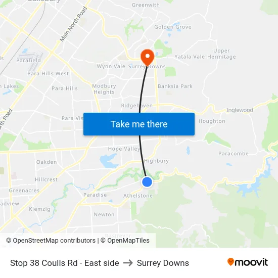 Stop 38 Coulls Rd - East side to Surrey Downs map