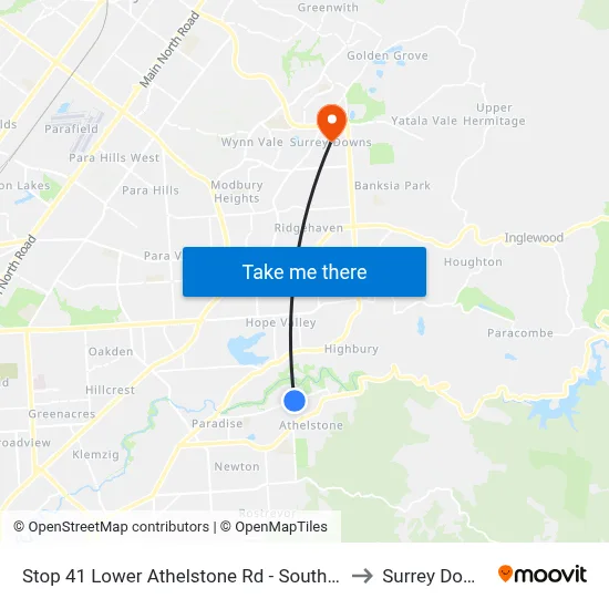 Stop 41 Lower Athelstone Rd - South side to Surrey Downs map