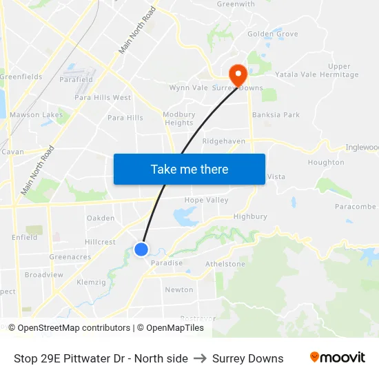 Stop 29E Pittwater Dr - North side to Surrey Downs map