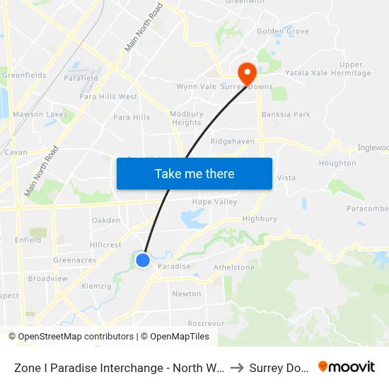 Zone I Paradise Interchange - North West side to Surrey Downs map