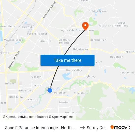 Zone F Paradise Interchange - North West side to Surrey Downs map
