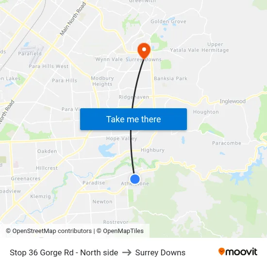 Stop 36 Gorge Rd - North side to Surrey Downs map