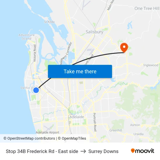 Stop 34B Frederick Rd - East side to Surrey Downs map