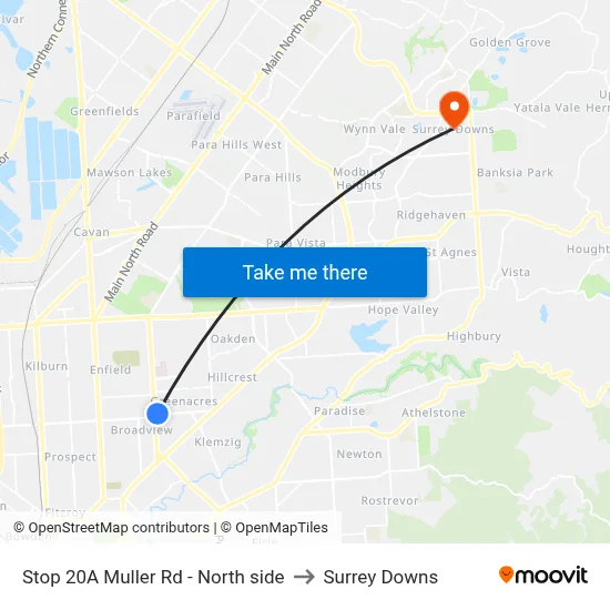 Stop 20A Muller Rd - North side to Surrey Downs map