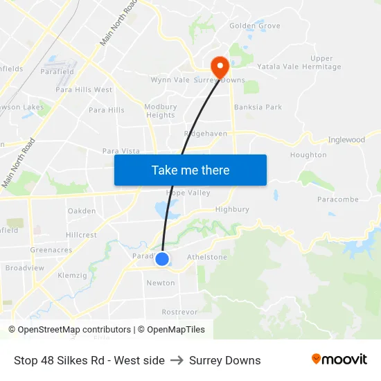 Stop 48 Silkes Rd - West side to Surrey Downs map