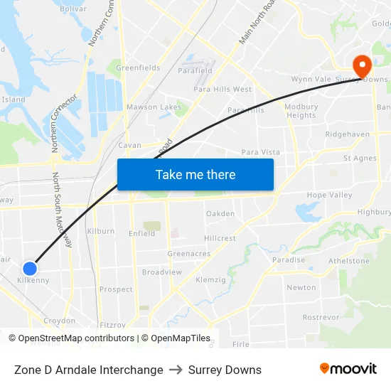 Zone D Arndale Interchange to Surrey Downs map