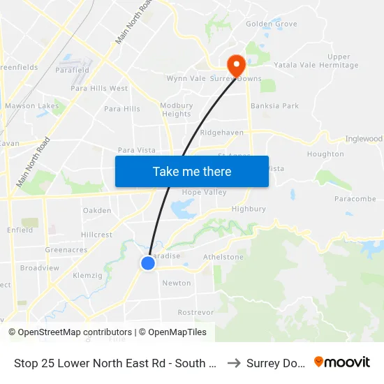 Stop 25 Lower North East Rd - South East side to Surrey Downs map