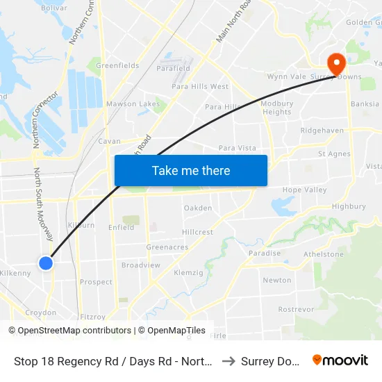 Stop 18 Regency Rd / Days Rd - North side to Surrey Downs map