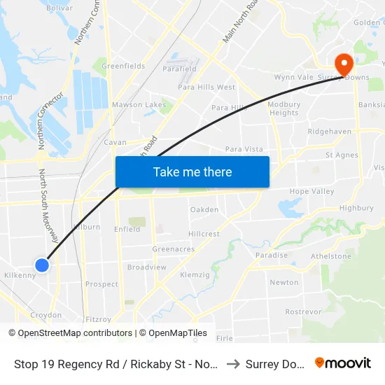 Stop 19 Regency Rd / Rickaby St - North side to Surrey Downs map