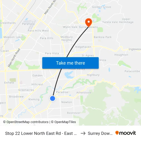 Stop 22 Lower North East Rd - East side to Surrey Downs map