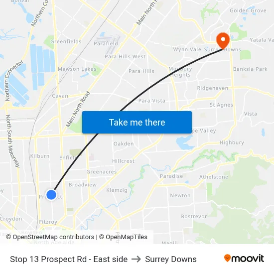 Stop 13 Prospect Rd - East side to Surrey Downs map