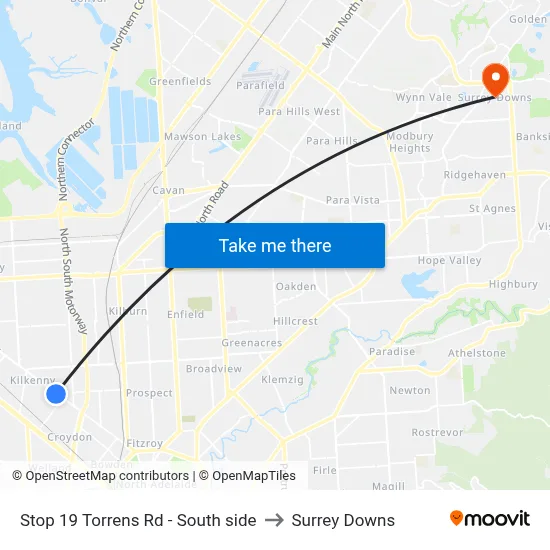 Stop 19 Torrens Rd - South side to Surrey Downs map