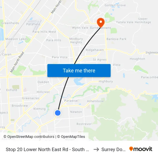 Stop 20 Lower North East Rd - South East side to Surrey Downs map