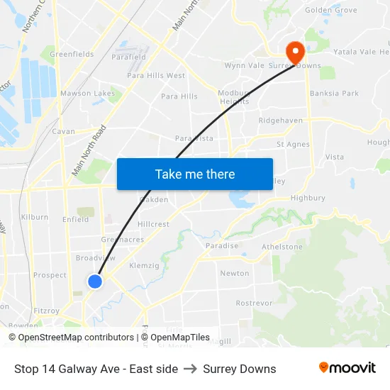 Stop 14 Galway Ave - East side to Surrey Downs map