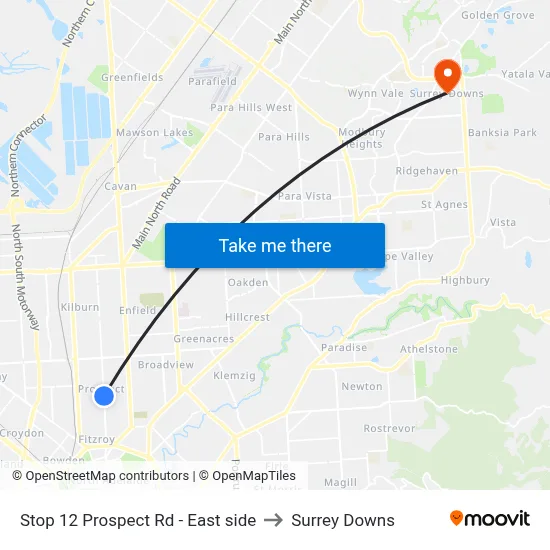 Stop 12 Prospect Rd - East side to Surrey Downs map