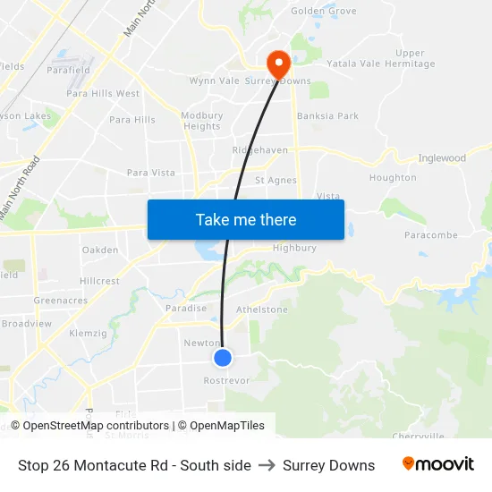 Stop 26 Montacute Rd - South side to Surrey Downs map