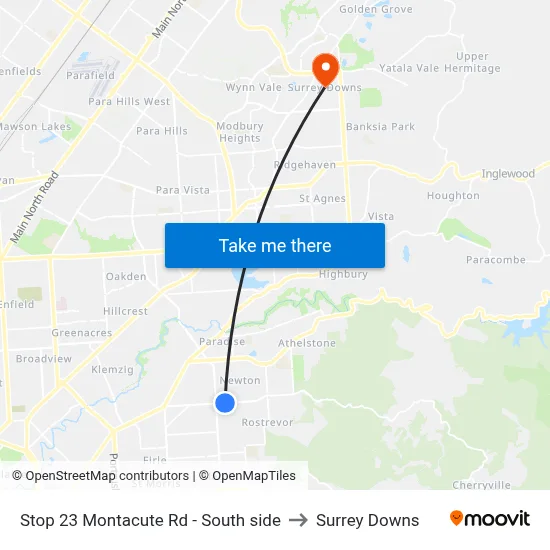 Stop 23 Montacute Rd - South side to Surrey Downs map