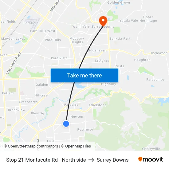 Stop 21 Montacute Rd - North side to Surrey Downs map