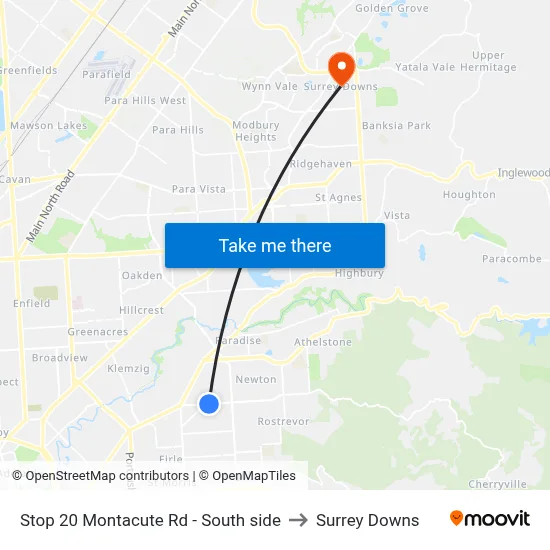 Stop 20 Montacute Rd - South side to Surrey Downs map