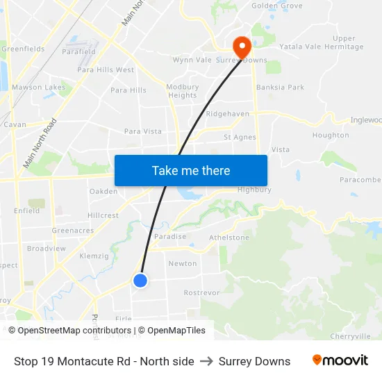 Stop 19 Montacute Rd - North side to Surrey Downs map