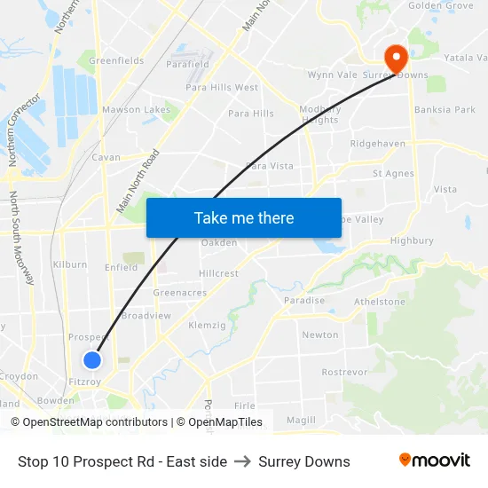 Stop 10 Prospect Rd - East side to Surrey Downs map