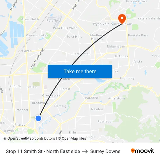 Stop 11 Smith St - North East side to Surrey Downs map