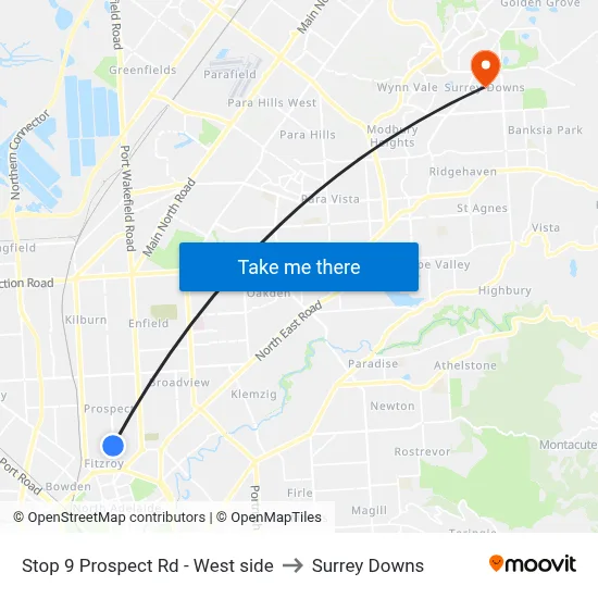 Stop 9 Prospect Rd - West side to Surrey Downs map