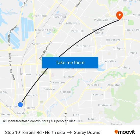 Stop 10 Torrens Rd - North side to Surrey Downs map