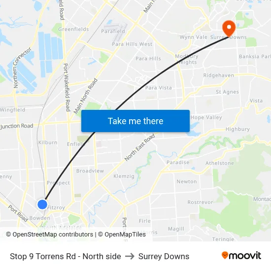Stop 9 Torrens Rd - North side to Surrey Downs map