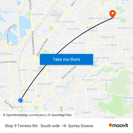 Stop 9 Torrens Rd - South side to Surrey Downs map