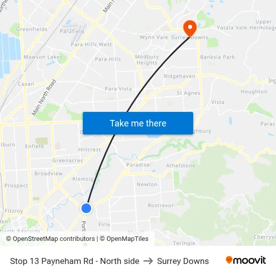 Stop 13 Payneham Rd - North side to Surrey Downs map