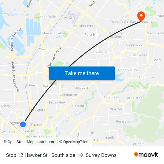 Stop 12 Hawker St - South side to Surrey Downs map