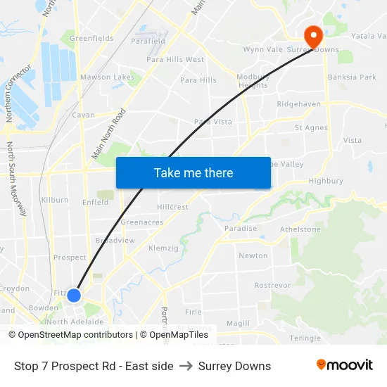 Stop 7 Prospect Rd - East side to Surrey Downs map