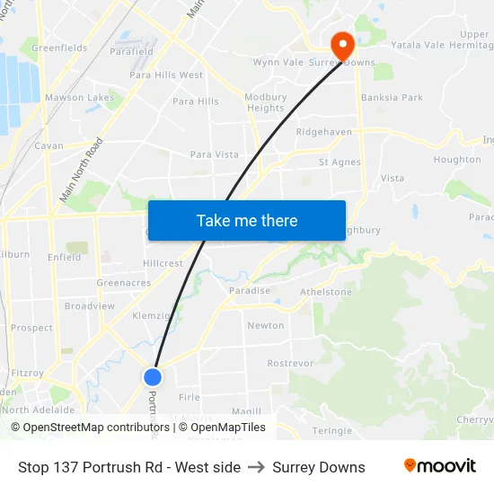 Stop 137 Portrush Rd - West side to Surrey Downs map